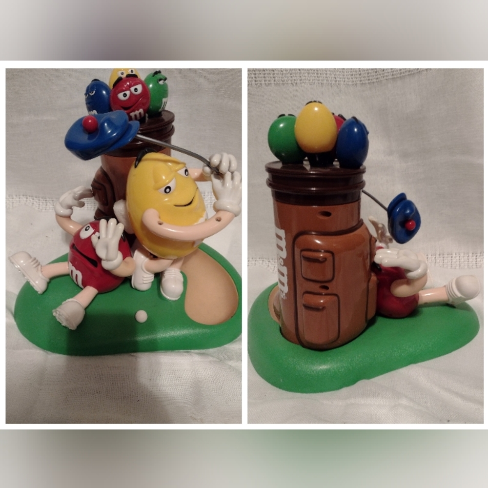 Two M&M candy dispensers